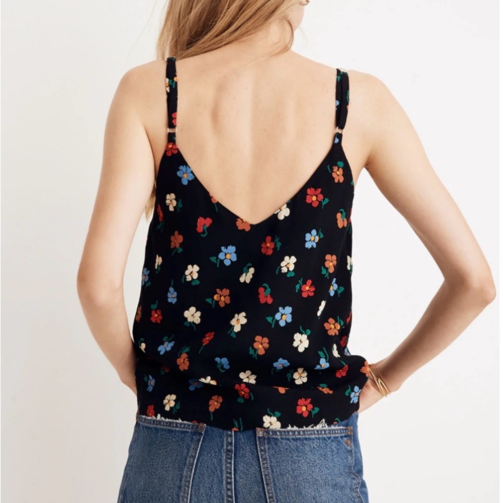 NWOT Madewell Button Down Black Cami In Colorful Pressed Flowers Size 00 - Picture 3 of 5